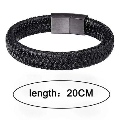 Black Leather Magnetic Bracelet