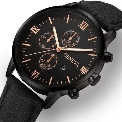 Roman Black Quartz Watch