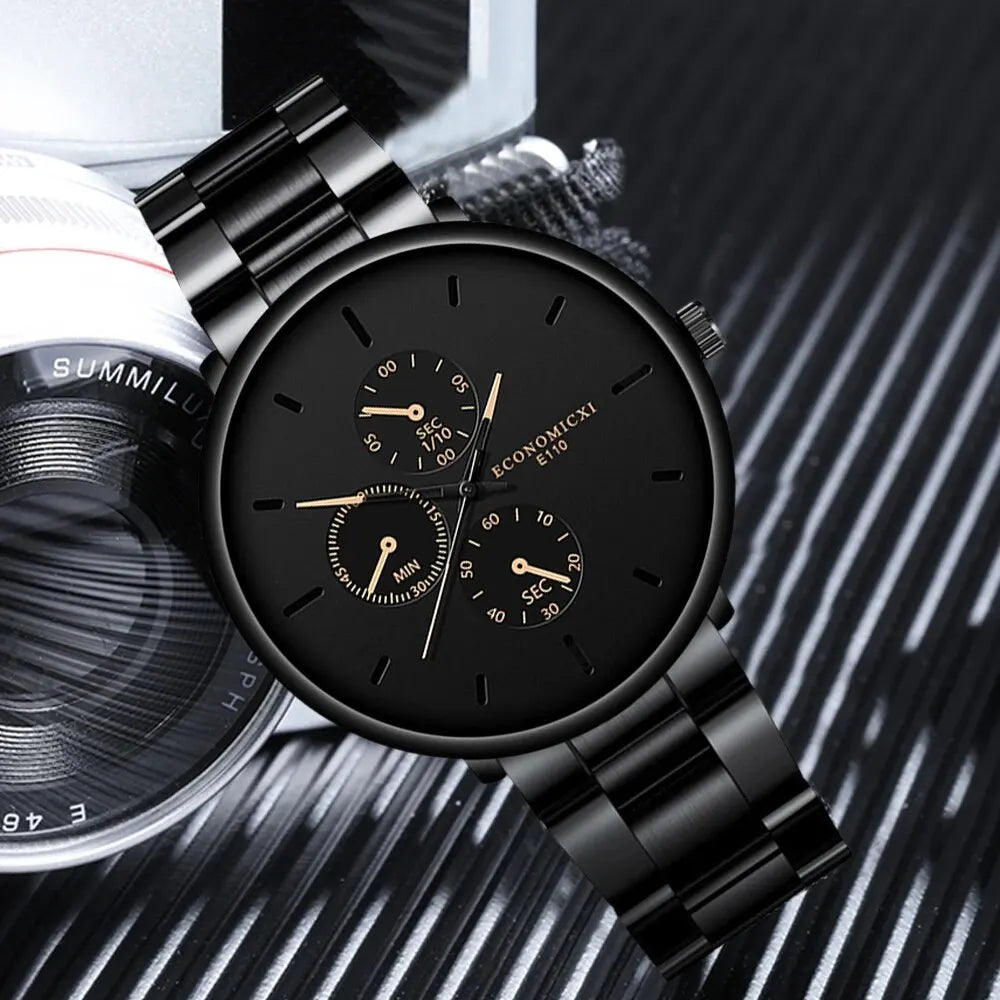 Classic steel strap quartz watch